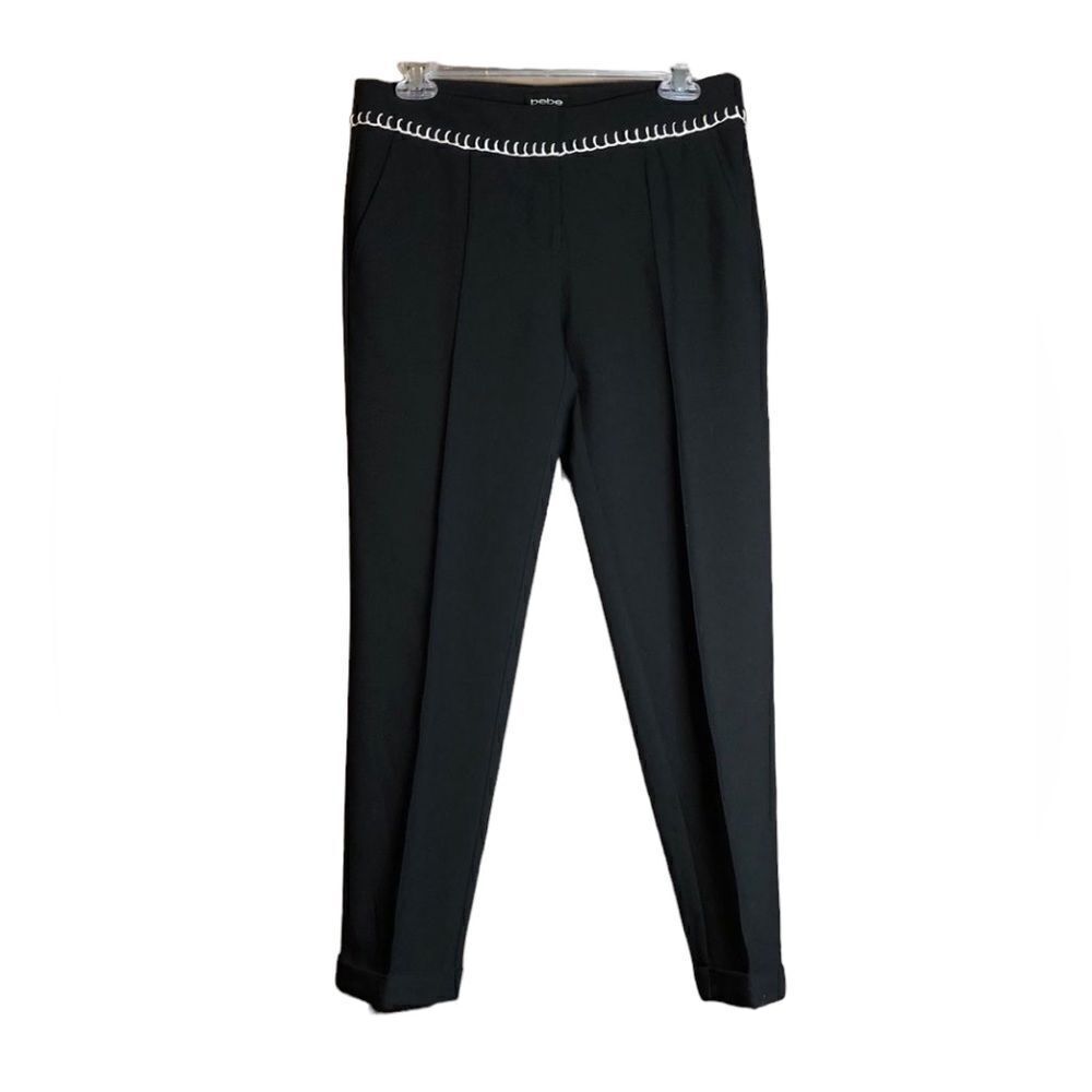 Bebe black dress pants with white stitching